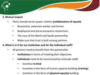 How can research partner with development partners better?