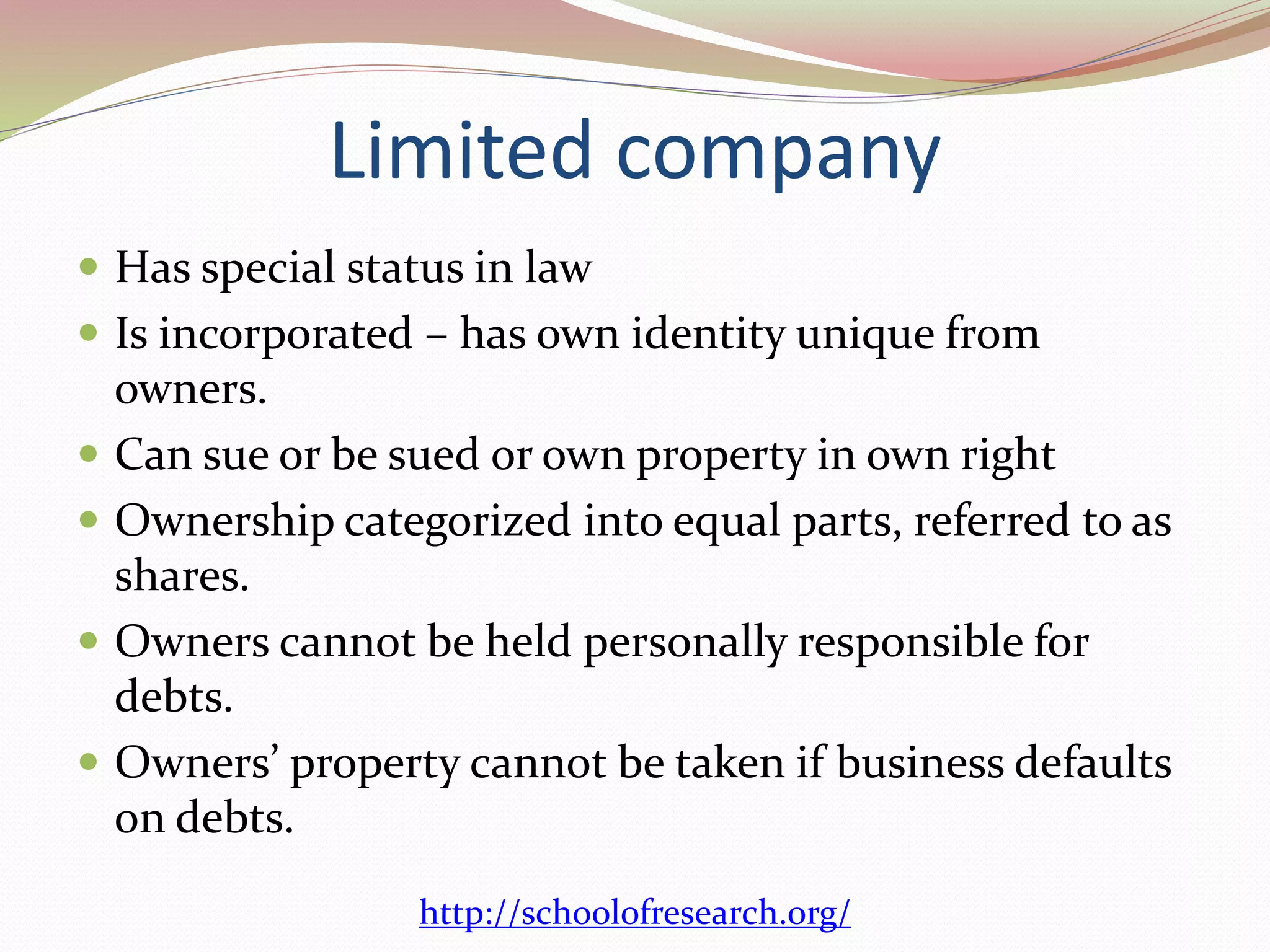 Partnership vs limited company PPT