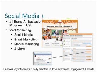 #1 Brand Ambassador Program in US  Viral Marketing Social Media Email Marketing Mobile Marketing & More Empower key influencers & early adopters to drive awareness, engagement & results 