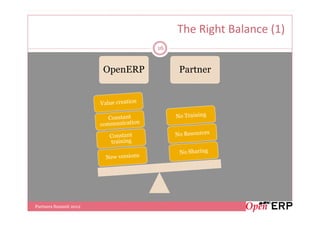The Right Balance (1)
                                 16


                       OpenERP        Partner




Partners Summit 2012
 