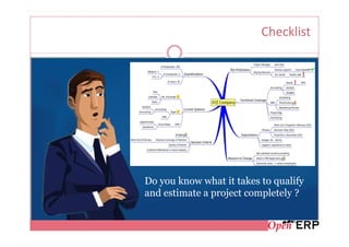 Checklist




Do you know what it takes to qualify
and estimate a project completely ?
 