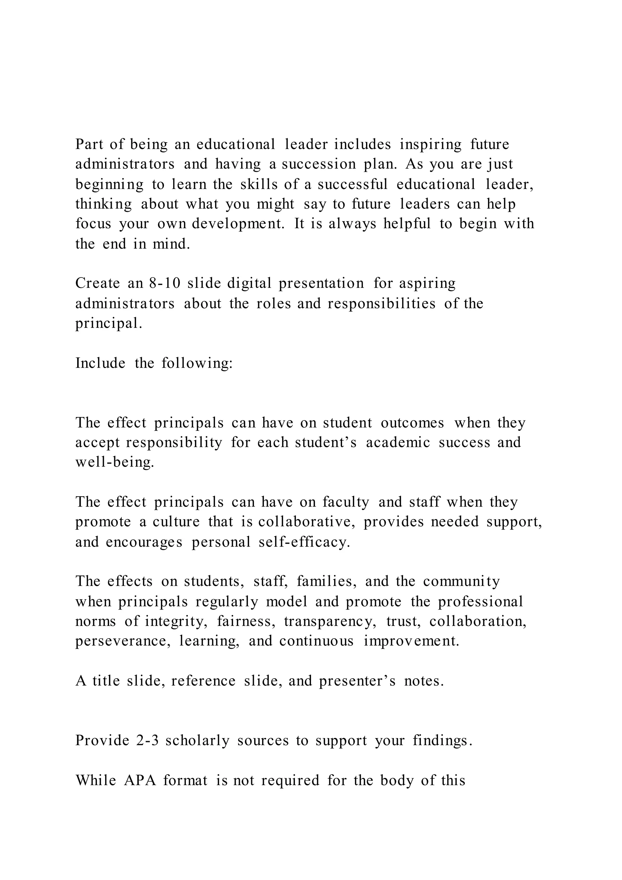 Part of being an educational leader includes inspiring future ad | PDF Part of being an educational leader includes inspiring future ad | PDF