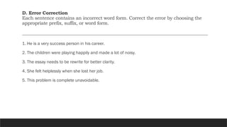 Incorrect Word Problem Basic Grammar in English Teaching and Learning | PPTX