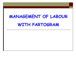 MANAGEMENT OF LABOUR
WITH PARTOGRAM
 