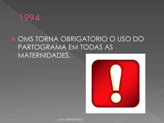 

OMS TORNA OBRIGATORIO O USO DO
PARTOGRAMA EM TODAS AS
MATERNIDADES.

Junho 2008/FEBRASGO

 