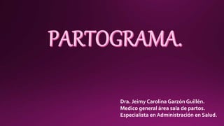 Dra. Jeimy Carolina Garzón Guillén.
Medico general área sala de partos.
Especialista en Administración en Salud.
 