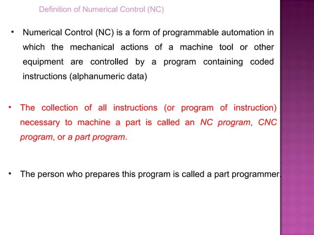 Part programming for nc machines | PPT