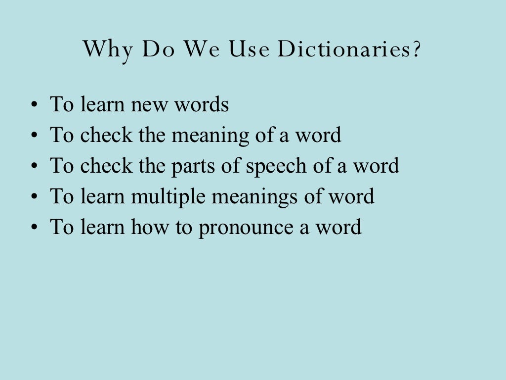 Parts Of A Dictionary