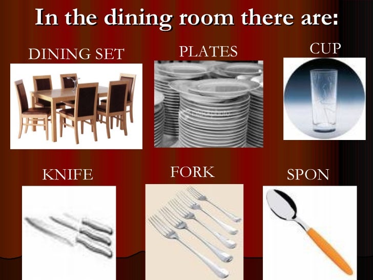 Parts Of Dining Room / Parts Of Houses And Furniture - Chairs are pulled out and pushed in.