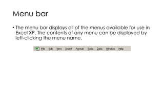 Comprehensive Guide to Microsoft Excel XP Interface and Navigation | PPTX