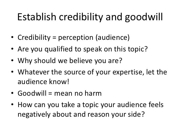 credibility statement examples for informative speech