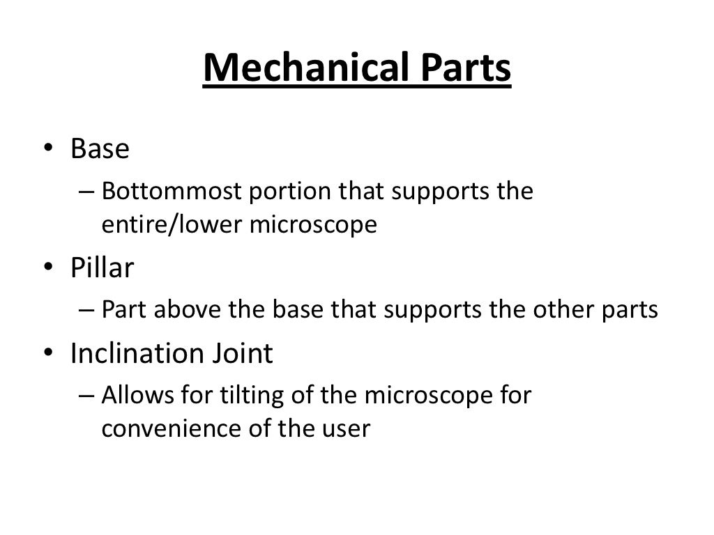 Parts and functions of a compound microscope
