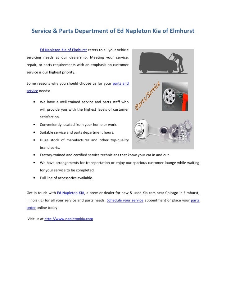 Parts And Service Department Ed Napleton Kia Of Elmhurst Chicago I