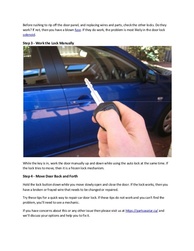 Partsavatar Ca Car Door Lock Issue