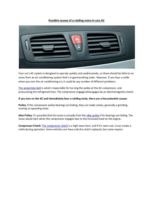 Partsavatar Canada Possible Causes Of A Rattling Noise In Cars Ac