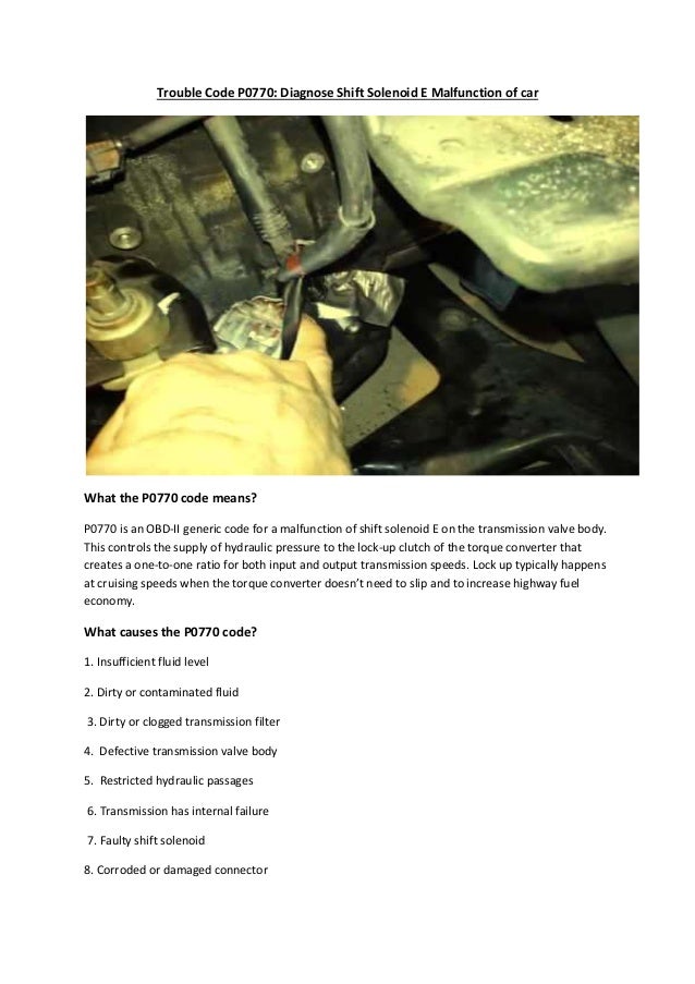 Partsavatar Car Parts, Canada Trouble code P0770 diagnose shift