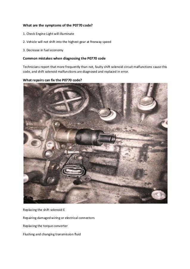 Partsavatar Car Parts, Canada Trouble code P0770 diagnose shift