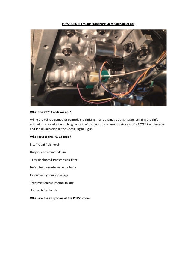 Partsavatar.CA P0753 OBD II trouble diagnose shift solenoid of car