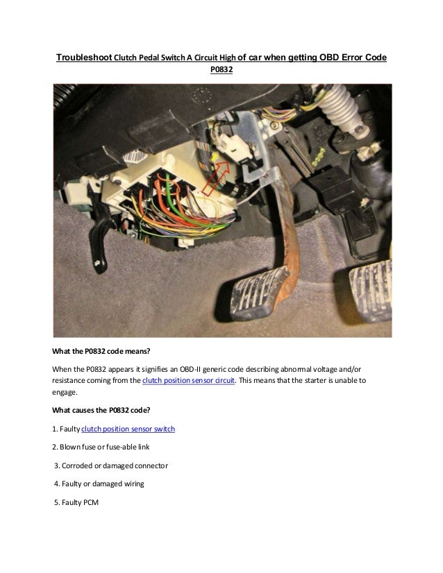 Partsavatar.CA Troubleshoot Clutch Pedal Switch A Circuit High