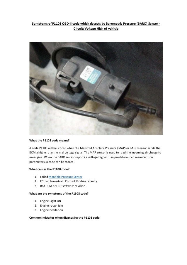 Partsavatar After Market Car Parts, Canada Symptoms of P1108 OBDII code