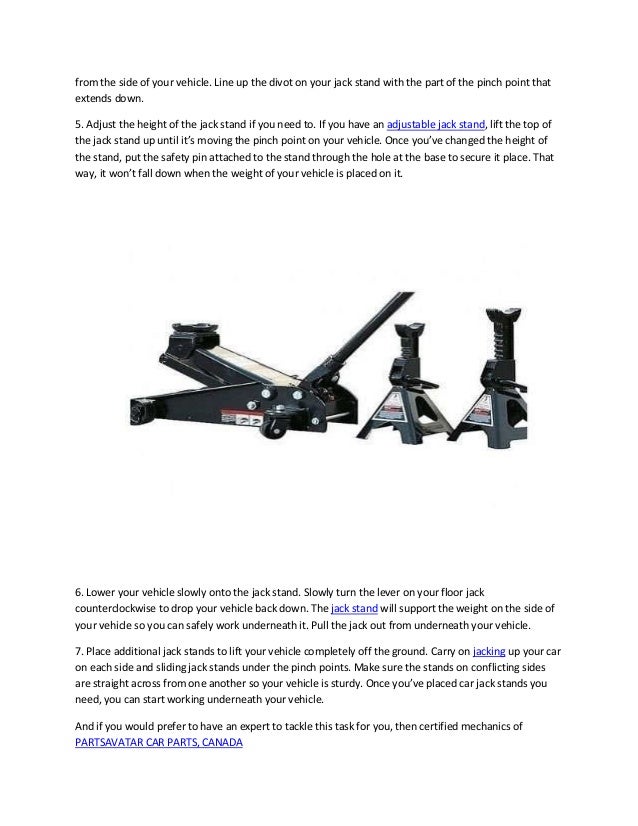 Partsavatar Car Parts, Canada How to Use Car Jacks and Jack Stands