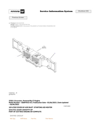 325D L CATERPILLAR EXCAVATOR PARTS CATALOG MANUAL PEH | PDF