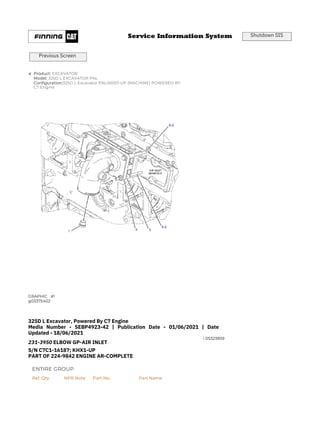 325D L CATERPILLAR EXCAVATOR PARTS CATALOG MANUAL PEH | PDF