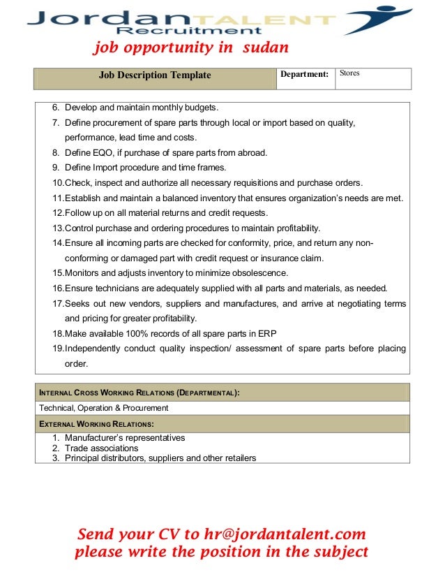 parts manager job description