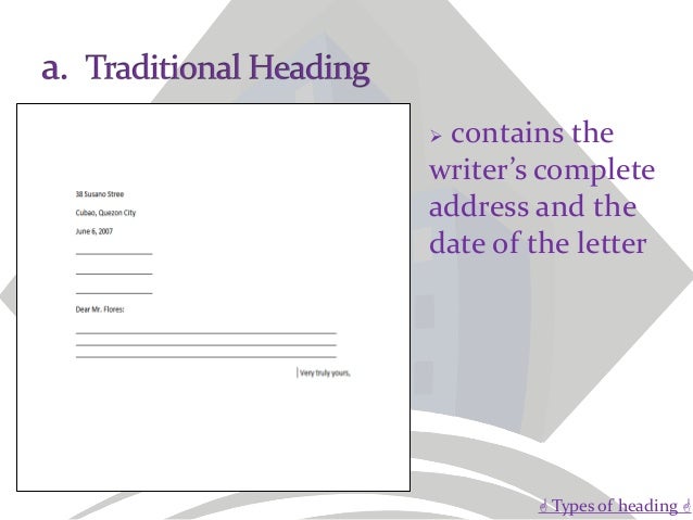 what is the heading of a business letter
