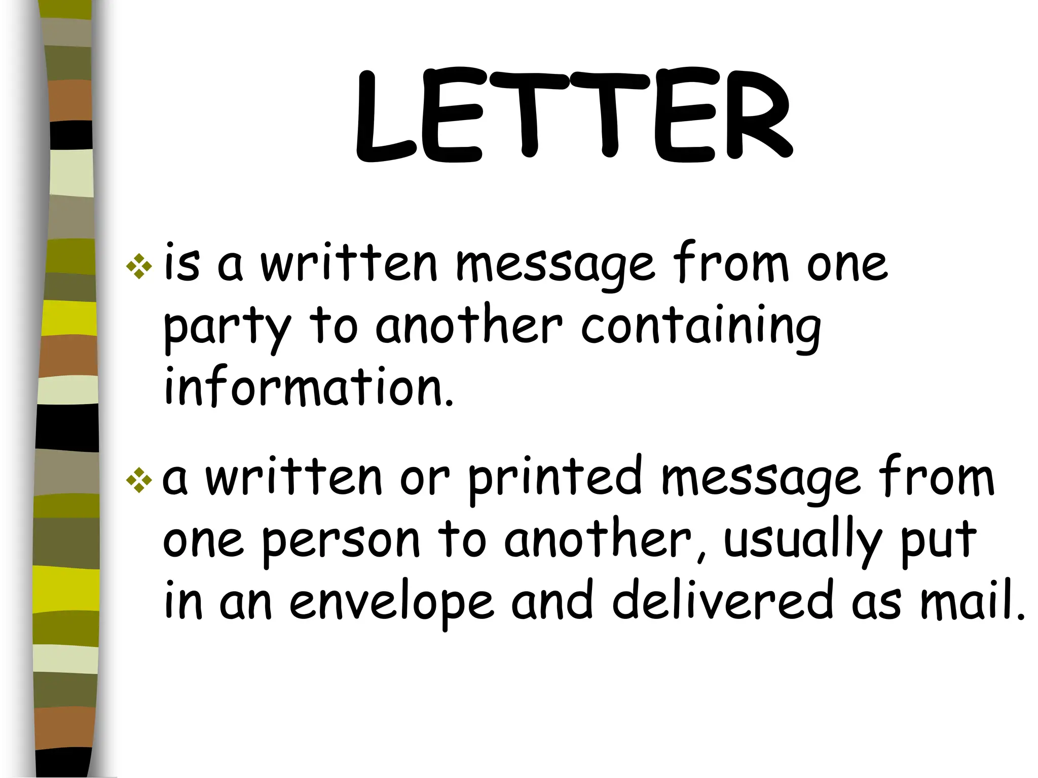 Define Letters PARTS OF A LETTER.ppt