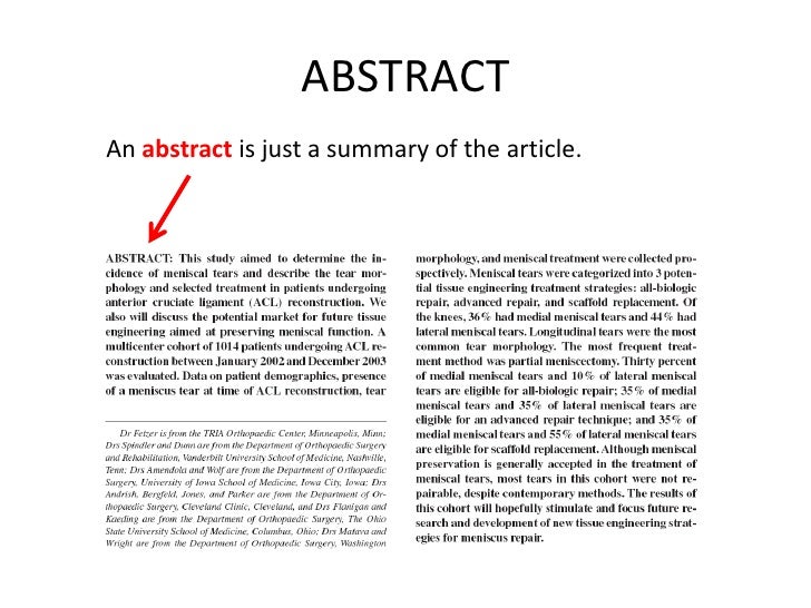 writing an abstract of an article