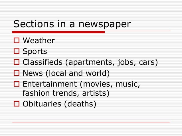 parts of a newspaper