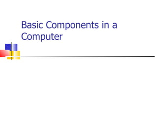 Basic Components in a
Computer
 
