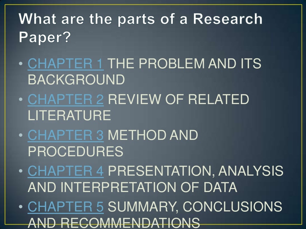 what are the parts of research paper and its definition brainly