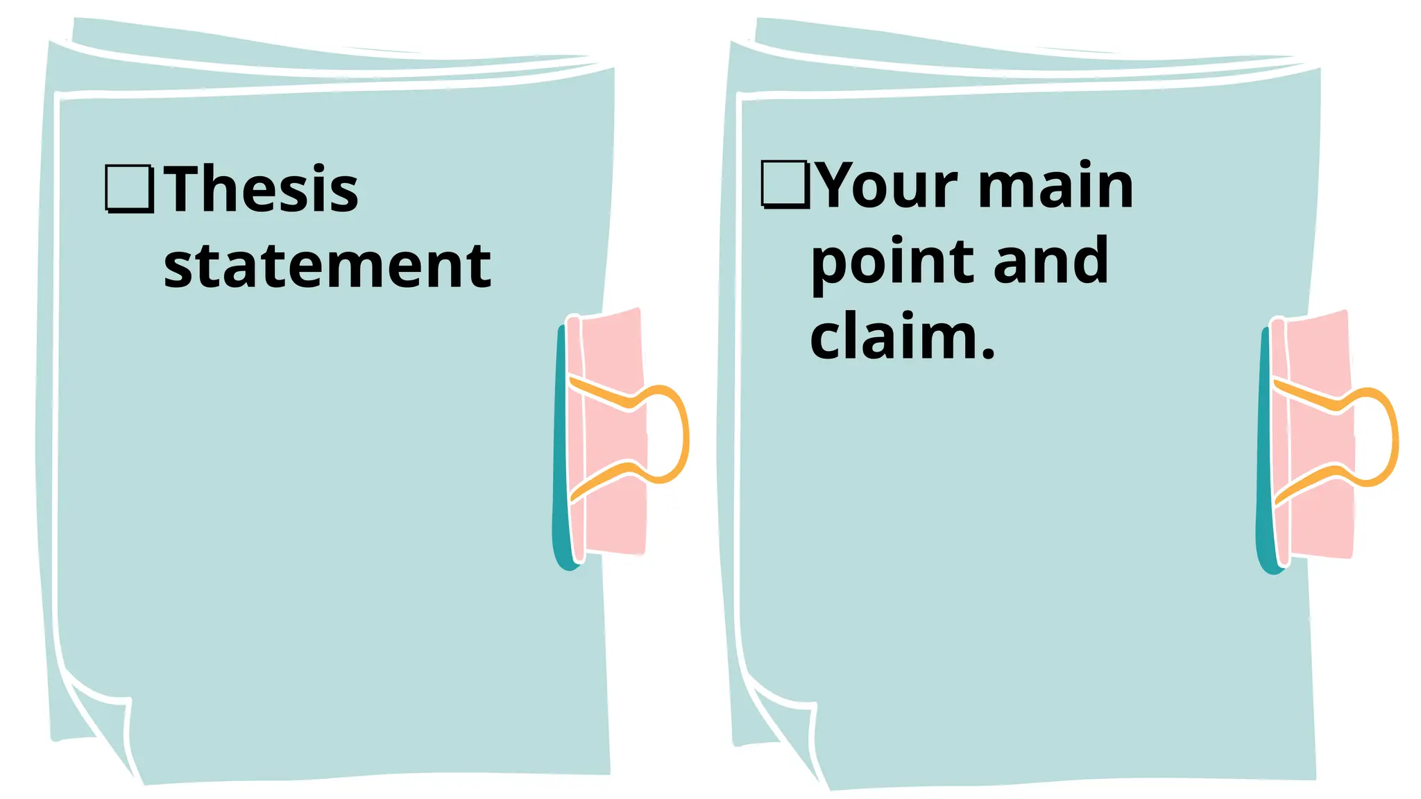 ❏Thesis
statement
❏Your main
point and
claim.
 