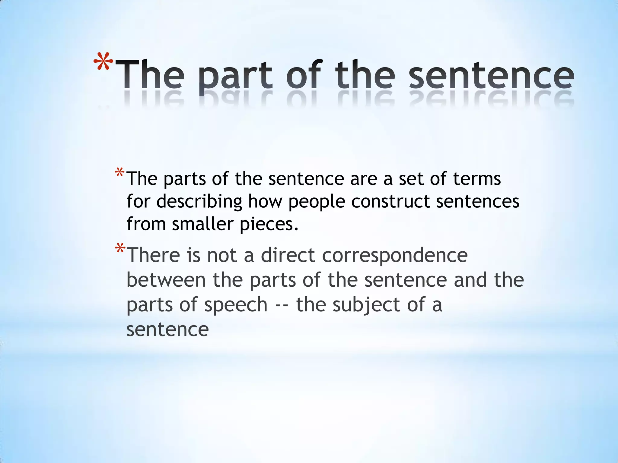 Parts of a sentence | PPT