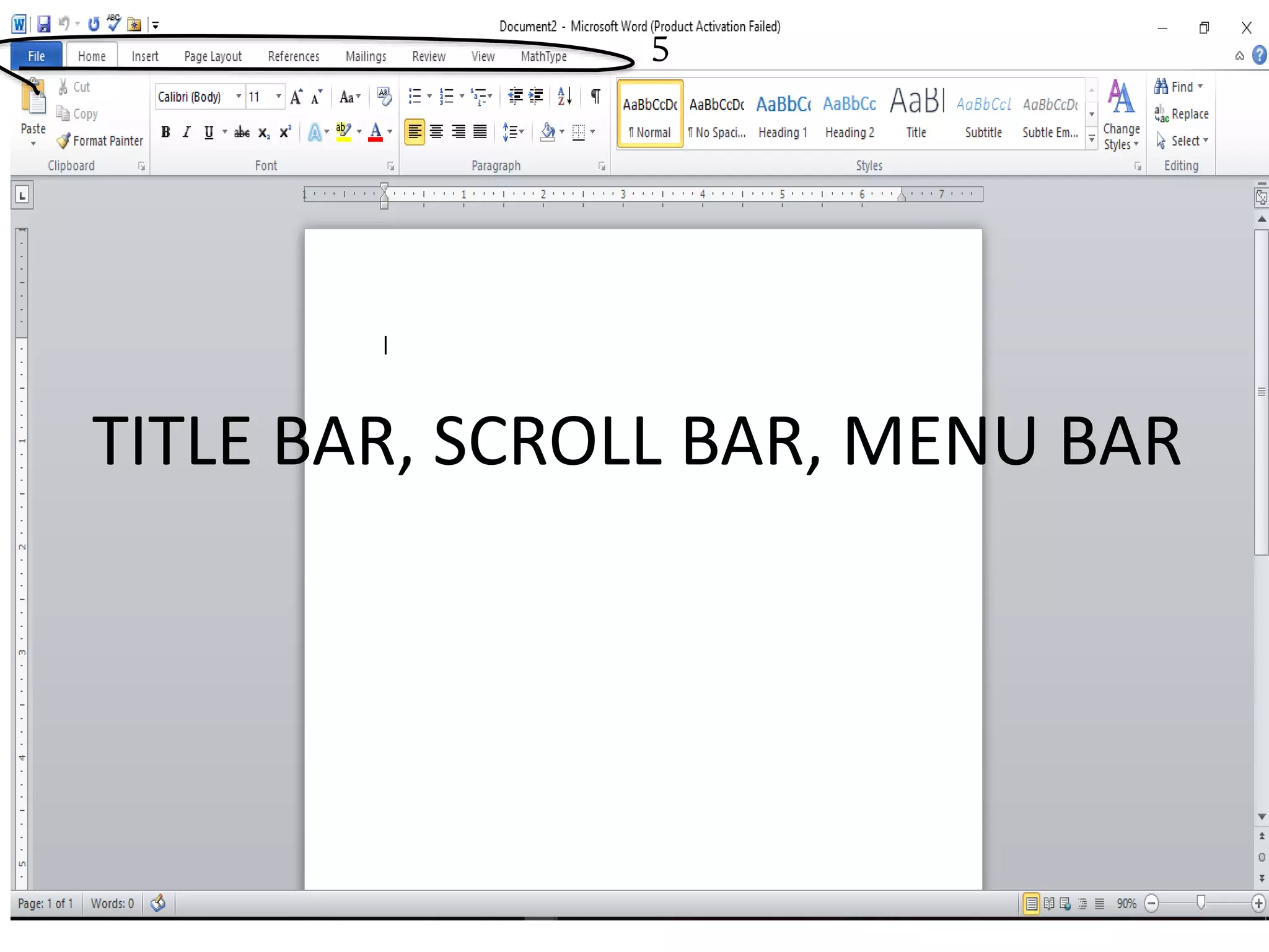 TITLE BAR, SCROLL BAR, MENU BAR
5