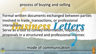 Letter Communication Process Parts of Business Letter.pdf MODE OF COMMUNICATION | PDF