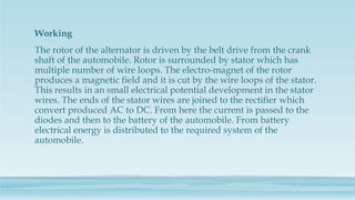 Parts of charging system in Automobiles and its Working