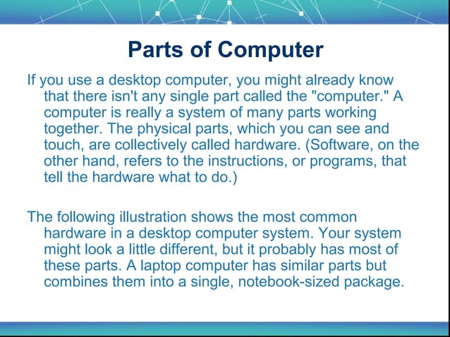 Parts of computer | PPT | Desktops | Computing image.