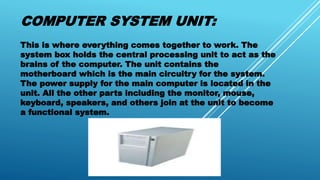 Part’s of computer | PPTX | Computer Peripherals | Computing