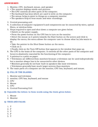 Parts of computer | DOCX | Computer Peripherals | Computing