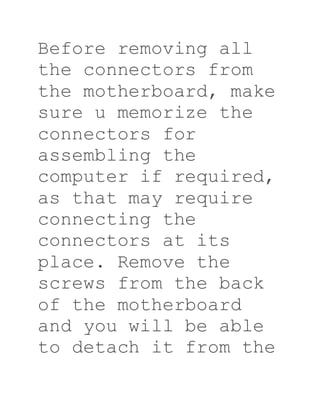 Parts of computer system (how to assemble and disassemble the computer ...