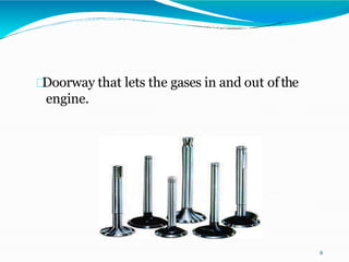 Doorway that lets the gases in and out ofthe
engine.
6
 