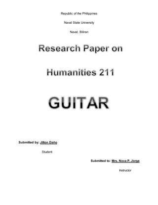 Republic of the Philippines 
Naval State University 
Naval, Biliran 
Submitted by: Jilton Daño 
Student 
Submitted to: Mrs. Nova P. Jorge 
Instructor 
 