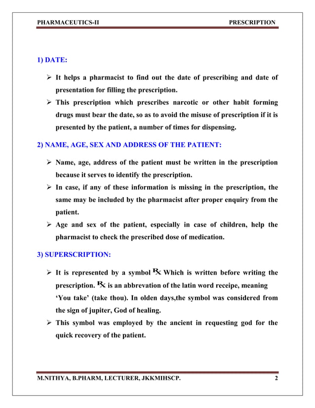 PARTS OF PRESCRIPTION PDF