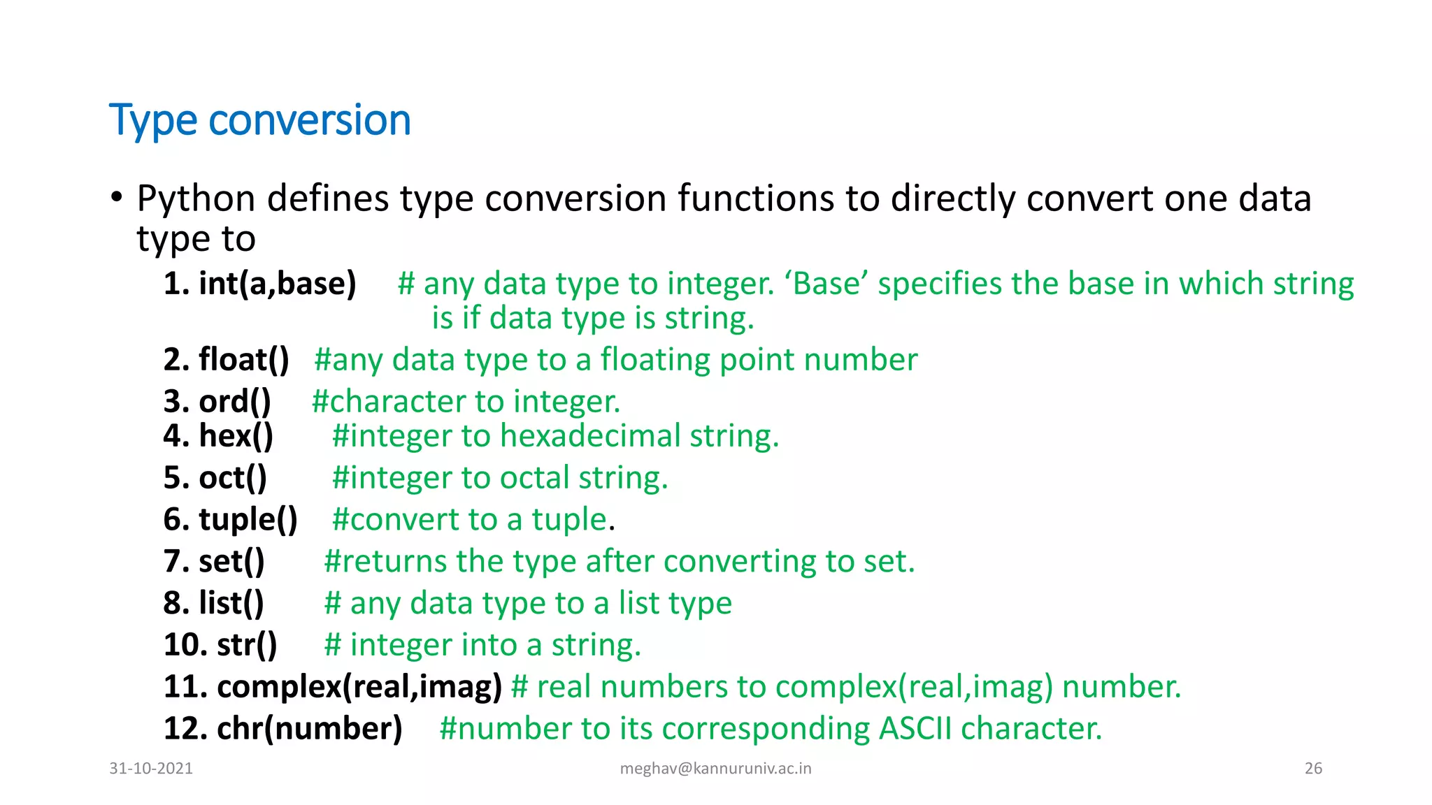 Parts of python programming language | PPTX | Programming Languages ...