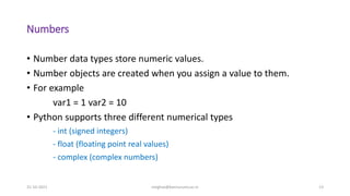 Parts of python programming language | PPT