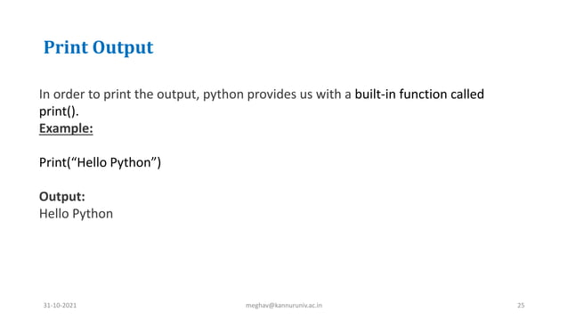 Parts of python programming language | PPTX