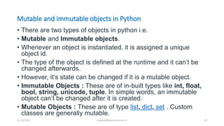 Parts of python programming language | PPT